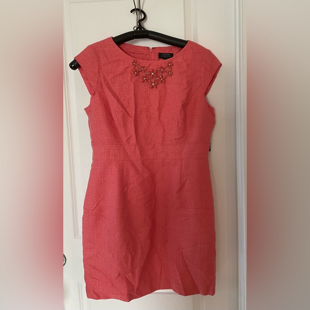 Tahari ASL Coral Midi Dress
